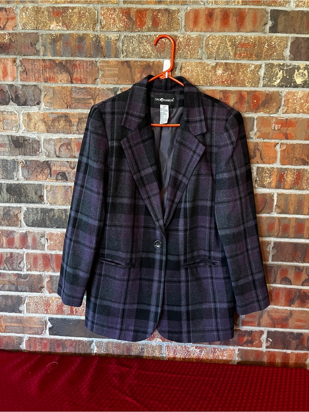Sag Harbor Purple and Black Plaid Blazer Jacket